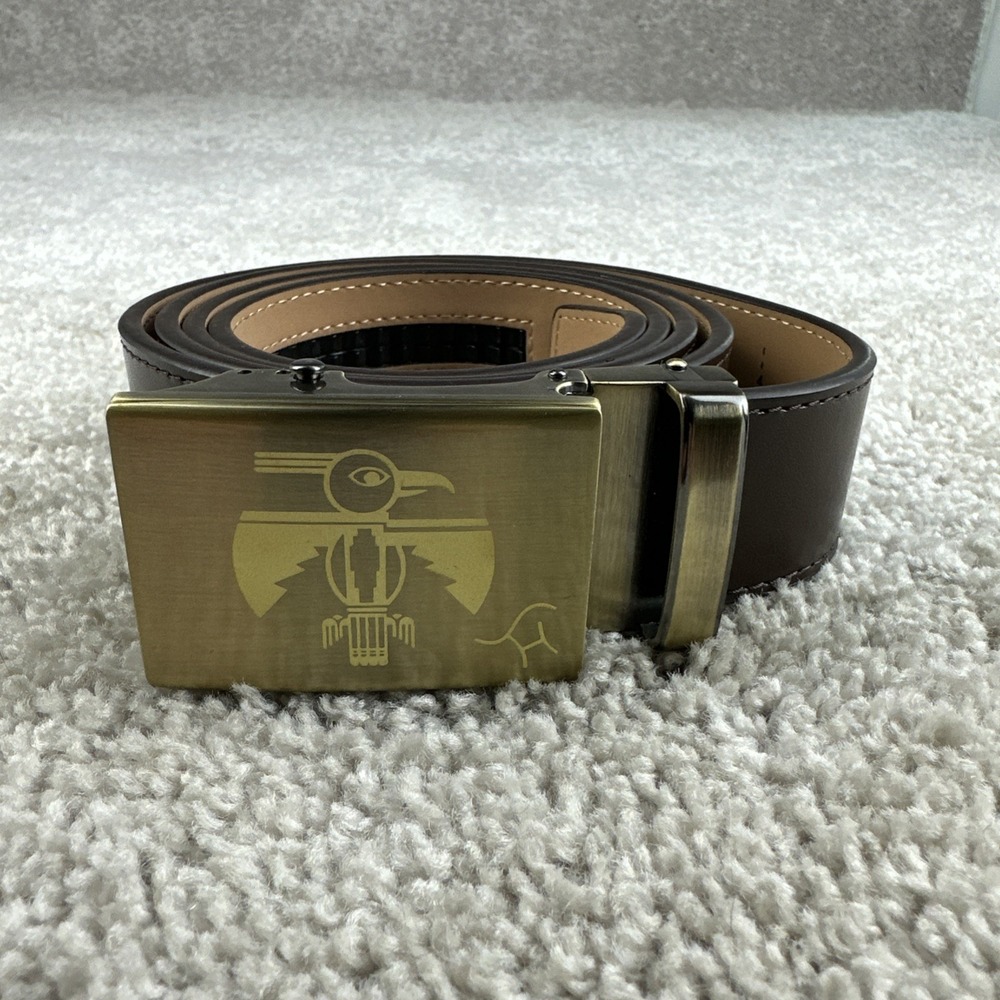 Nexbelt Brown Golf Ratchet Leather Belt 1.25" Cut To Size No Holes Logo Buckle